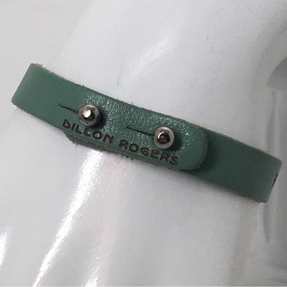 Dillon Rogers, Green Leather Inspirational Bracelet